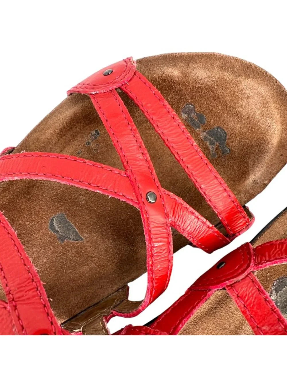 Dansko Jolie Red Leather Strappy Sandals Size 37 EU 6.5-7 US Comfort Resortwear